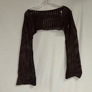 Brown Crop Knit Women's Sweater